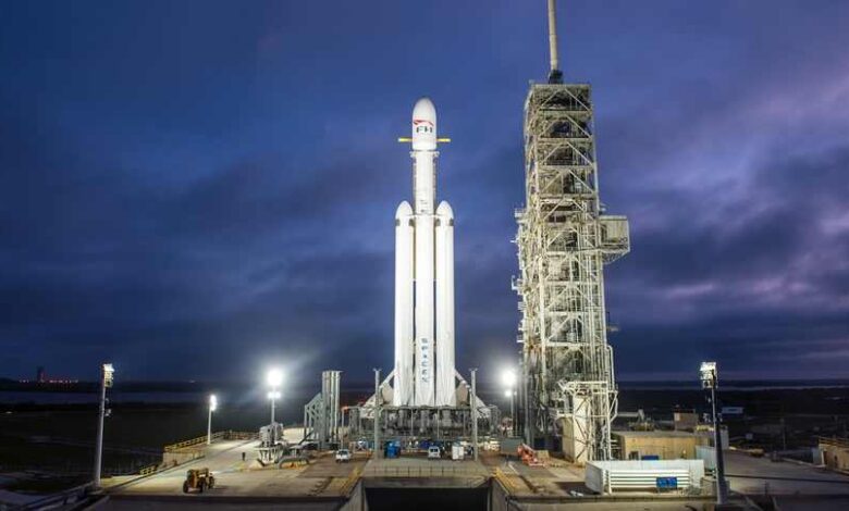 SpaceX’s Falcon Heavy Flies Into Orbit 2 fh onpad